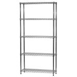 Shelving Inc. 12" d x 36" w x 84" h Chrome Wire Shelving with 5 Tier Shelves, Weight Capacity 800lbs Per Shelf