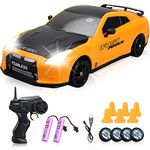 YUAN PLAN Remote Control Car 1/24 2.4GHz 4WD RC Drift Car, Rechargeable High Speed RC Cars with Cool Lights, Batteries and Extra Tires Birthday Toys for Kids