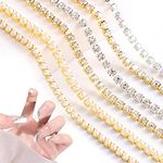 Nail Art Chains,6 Strips Gold Silver Rhinestone Pearl Metal Chains Nail Art Charms,Punk Nail Decorations Nail Art Studs for Women Girls Manicure Design DIY Crafts