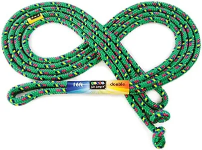 Just Jump It 16' Foot Single Jump Rope for Kids Women and Men - Active Outdoor Youth Fitness Excersing Equipment - Double Dutch Length Gym Accessories - Green Confetti