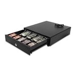 Holdfiturn Cash Drawer Heavy Duty Electronic Cash Drawer Box with Keys Cash Drawer Register with 4 Bills and 5 Removable Coins Tray for Point Sale System 33.5x38x8cm