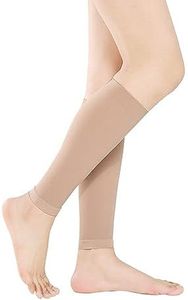 Rolxmed Medical Compression Calf Sleeves 20-30 mmHg Geman Tech Support Hose for Women (L, Beige)