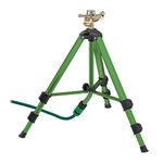 Relaxdays Sprinkler on Telescopic Tripod Stand, Spray Range up to 9 m, 360°, Impact, Metal, Green/Black, 121 x 122 x 108 cm