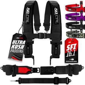 1pc Black SFI 5 Point Harness for Bucket Seat, Latch Release, SFI Racing Harness 5 point, Race Car, Off Road, UTV, RZR 5pt
