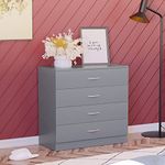 Vida Designs Grey Chest of Drawers, 4 Drawer With Metal Handles and Runners, Unique Anti-Bowing Drawer Support, Riano Bedroom Storage Furniture