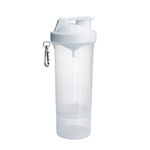 Smartshake Slim Protein Shaker Bottle With Storage 400ml to 500ml Leakproof BPA Free Small Protein Shake Bottles Smart Shaker Cup for Women + Men Pure White