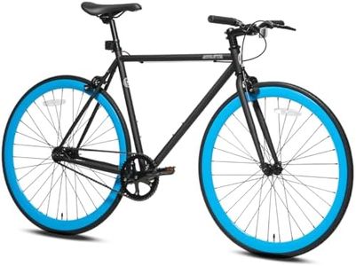 AVASTA Single-Speed Fixed Gear Urban Commuter Bike for Women and Men, Lightweight Unisex Fixie Bike, Flat Handlebar Flip Flop Hub City Road Bicycle, 50cm Black & Blue