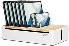 Prosumers Choice Bamboo Charging Station - Multi Charger Station Organizer - Desk Docking Station for Phones, Tablets, Laptop - Wooden Charging Station with Removable Dividers - Cables Not Included