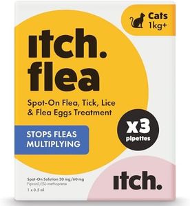 Itch Cat Flea & Tick Spot-On Treatment (For Cats 1kg+) – Kills Fleas, Ticks, Lice & Eggs to Prevent Reinfestation – 3 Easy-Apply Pipettes