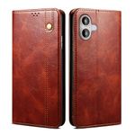 Sandstone Magnetic Flip Cover for Apple iPhone 16 Brown Leather Flip Cover with [Card Slots] [Magnetic Closure] [Durable Frame] (Brown)