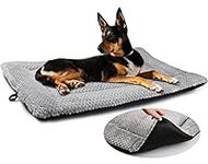 ASIJIA Dog Bed Mat Large 90 x 58CM Washable Fluffy Sherpa Cat Bed Cushion with Anti-Slip Bottom, Warm Pet Dog Crate Mattress for Medium and Large Pets, Grey