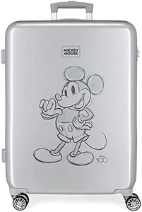 Disney Mickey 100 Maleta mediana Gris 48x68x26 cms Rígida ABS Cierre de combinación lateral 70L 3 kgs 4 Ruedas dobles