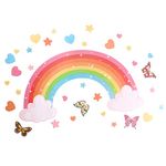 1 Set Large Rainbow Wall Stickers with Butterflies Stars Hearts Rainbow Wallpaper Colorful Star Clouds Decals for Kids Removable Baby Nursery Girls Bedroom Art Decoration