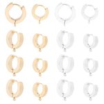 DICOSMETIC 24Pcs Huggie Hoop Earrings 24K Gold Plated Huggie Earring with Loop Stainless Steel Leverback Earring Findings French Hook Earwire Drop Dangle Earrings for DIY Earring Jewelry Making