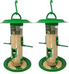 Amijivdaya Large Bird Feeder with Hut (Green, Transparent) - Pack of 2