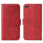 LOLFZ Wallet Case for iPhone 6 iPhone 6S, Vintage Leather Book Case with Card Holder Kickstand Magnetic Closure Flip Case Cover for iPhone 6 iPhone 6S - Red