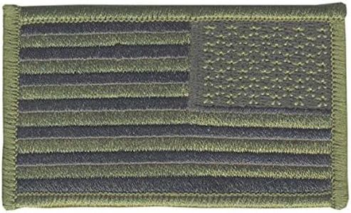 Embroidered Patch, US Flag, Olive Drab/Blk