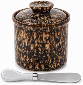 Ceramic French Butter Keeper, Tortoiseshell Brown