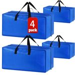 Heavy Duty Extra Large Storage Bags, XL Blue Moving Bags Totes with Zippers for Clothing Storage, Comforter, Blankets, College Moving , Cloth Storage Bags Compatible with Ikea Frakta Cart, 4 Packs