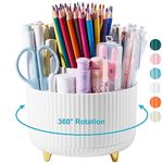 Lolocor 360 Degree Rotating Desk Organizer - Pen Holder Pencil Holder for Desk Desk Simple Modern Minimalist Makeup Organizer Pen Cup Multifunctional Office Supplier for Home Kids and School White