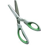 LORJE Pinking Shears for Fabric Ultra Sharp Comfort Grips Dressmaking Zig Zag Cut Scissors Sewing Scissors Serrated (Green)