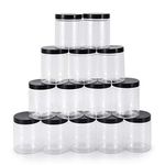 testyu 14 Pcs 8oz/250ml Plastic Jars with Sealing Lid, Food-Grade PET Plastic Spice Jars, Reusable Durable Spill-Proof Plastic Storage Jars for Kitchen Groceries Spice Cereals Crafts Slime Containers