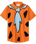 Men Fred Shirt Halloween Flintstone Button Shirt Casual Cavemen Short Sleeve Shirt M