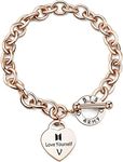 TTJHGYQO Charm Bracelets for Women, Bracelet with Charms Love Yourself Cute Stainless Steel Charm Bracelet Lover Fans A.R.M.Y Dangle Bracelets for Women Sister Pulseras Para Mujer De Plata, 7 inches,