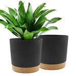 10 inch Plant Pot, 2 Pack Planters for Indoor Plants with Drainage Holes & Saucer, Outdoor Garden Flower Pots Modern Decor