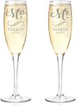 Personalized Champagne Flutes Glass Cups Set of 2 – Glasses Drinking Set - Stemmed Glass Drinking Glasses - Custom Engraved Wedding Gifts for Newlyweds, Marriage, Bridal Party, Engagement