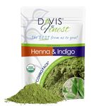 Davis Finest Organic Henna & Indigo Natural Hair Dye 200 g - Combo Pack, 100g Henna + 100g Indigo, Hair Colour, Beard Dye, PPD-Free