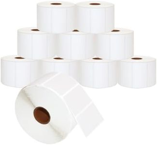 DOREE Lot de 10 rouleaux d'étiquettes thermiques directes 57 x 32 mm pour impression thermique Zebra GK420D, GX420D, GK420T, 1500 étiquettes par rouleau, noyau 25 mm, noir sur blanc,