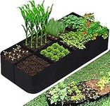 Fabric Raised Beds for Garden 128 Gallon 8 Grids Plant Grow Bags Breathable Planters for Growing Vegetables Potatoes Flowers Rectangle Planting Container Outdoor Indoor Gardening(180*90*30CM)