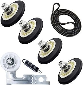 7 Packs Dryer Compatible with LG Including 4400EL2001A Clothes Dryer Drum Belt 4581EL2002C Dryer Drum Roller 4561EL3002A Dryer Motor Idler Pulley and 1 Spring