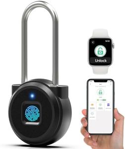 Dhiedas Fingerprint Lock, 2.1 Inch Long Shackle Locker Lock Digital Bluetooth Biometric Outdoor Waterproof Combination Lock for Locker School Gym Sports Locker Toolbox Case Hasp Storage