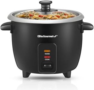 Elite Gourmet ERC003B Electric Rice Cooker with Automatic Keep Warm Makes Soups, Stews, Grains, Hot Cereals, 6 Cups Cooked (3 Cups Uncooked), Black