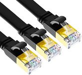 Yauhody CAT 8 Ethernet Cable, 2m 3 Pack High Speed 40Gbps 2000MHz Flat SFTP Network Cable with Gold Plated RJ45 Connector, CAT8 Internet LAN Patch Cord for Gaming, Routers, Modems (2m3 Pack/Black)