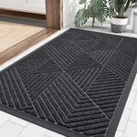 OLANLY Front Door Mat Outdoor Indoor, Heavy Duty Non Slip Rubber Mat, Absorbent Outdoor Rug, Easy Clean Welcome Mat, Low Profile Entryway Rugs, 30"x17", Grey