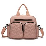 Kono Baby Changing Bag Weekender Travel Nappy Tote for Mom and Dad Convertible Messenger with Insulated Pockets (Medium Bag Pink)