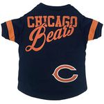 Pets First NFL Chicago Bears T-Shirt for Dogs & Cats, Large. Football Dog Shirt for NFL Team Fans. New & Updated Fashionable Stripe Design, Durable & Cute Sports PET TEE Shirt Outfit (CHI-4146-LG)