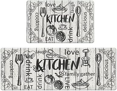 HEBE Kitchen Mats for Floor Set of 2 Thick Anti Fatigue Mat for Cushioned, Waterproof Non-Slip Rugs Comfort Standing Chef Mat for Kitchen Sink, Laundry Room, Farmhouse Home Decor