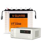 V-Guard Inverter & Battery Combo (750 Pure Sine Wave 650VA/ 12V Inverter, VT 155D 150 Ah Tall Tubular Battery) for Home, Office & Shops