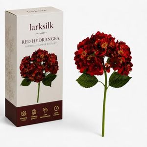 Larksilk Hydrangea Artificial Flowers - Faux Hydrangea Flowers - Home Decor, Easter Decorations, Spring Decor - Floral Centerpieces for Tables - 20" Floral Stems, Burgundy, 24 Pieces