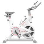 Sparnod Fitness SSB-09W Spin Bike for Home Workout with Belt Drive, 9KG Flywheel, Adjustable Seat & Handlebar, Friction Resistance, LCD Display, Tablet Holder, Max User Weight 110KG (White)