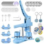 Button Maker Badge Machine Multiple Sizes 25+32+58MM DIY 300 Plastic Pin Back Button Sets, DOYFAY Badge Press Machine with 10 Bottle Opener, 10 Key Chain Suits, Molds & Round Paper Cutter