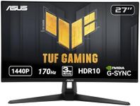 ASUS TUF Gaming 27" 2K HDR Monitor (VG27AQ1A) - QHD (2560 x 1440), IPS, 170Hz (Supports 144Hz), 1ms, Extreme Low Motion Blur, Speaker, G-SYNC Compatible, VESA Mountable, DisplayPort, HDMI