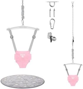 Baby Jumper with a Ceiling Hook for Infant & Toddlers, Kids Door Jumper with Adjustable Chain, Protable Baby Jumpers and Bouncers for Indoor/Outdoor, Baby Doorway Jumper with Soft Rug