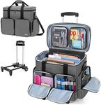 CURMIO Rolling Teacher Tote Bag with Padded Laptop Compartment for up to 15.6 Inches Laptop, Wheeled Teacher Bag for Teaching, Office, Craft or Tutoring Supplies, Gray