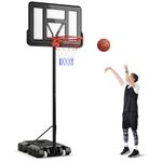 Goplus Portable Basketball Hoop, 10FT Height Adjustable Basketball Goal w/44‘’ Shatterproof Backboard, Outdoor Basketball Stand for Adults Teens Backyard Driveway (4.4-10FT, 14-Level)