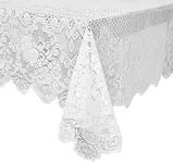 Juvale White Lace Tablecloth for Rectangular Tables, Vintage-Style Wedding Table Cloths for Reception, Dinner Party, Baby Shower, Tea Party Decorations, Home Decor (54x72 in)